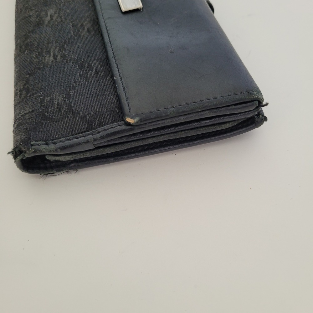 Gucci GG Monogram Long Wallet Black Canvas Leather Logo Bar 035-213313-2150 - Picture 13 of 15